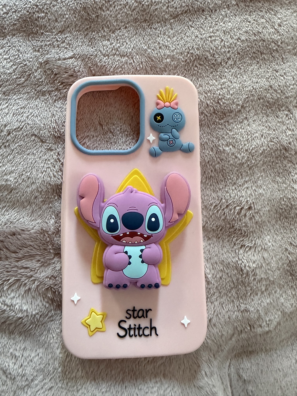 Pink Star Stitch Kids Phone Case with Cute Character Accent